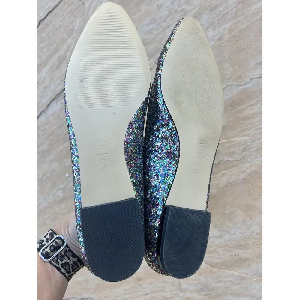 Talbots Shoe Multicolored Glitter Sparkle Flats 10N CB